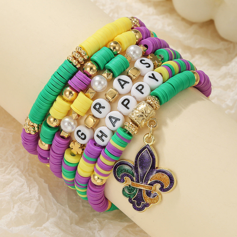 Wholesale Colorful Carnival Polymer Clay Purple Bracelet
