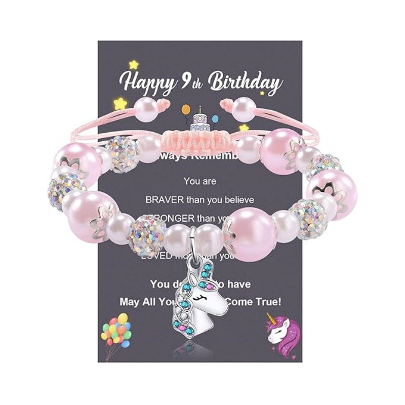 Wholesale Knitted pearl adjustable salamander unicorn pendant bracelet