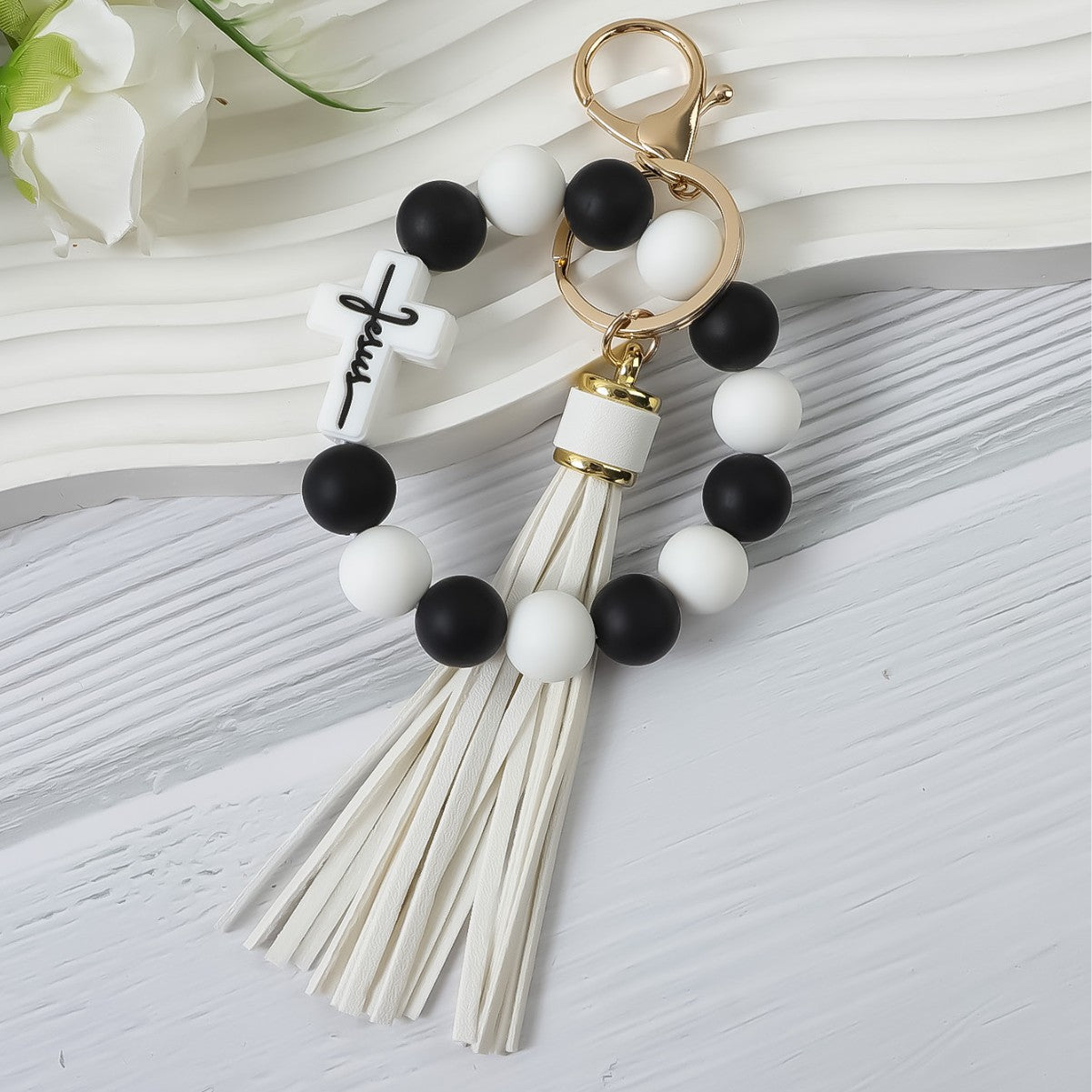 Wholesale Cross Beaded Bracelet Keychain