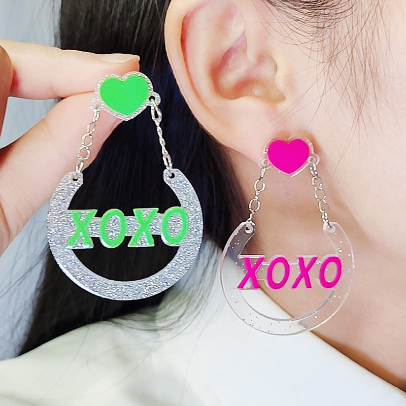 Wholesale Valentine's Day XOXO Heart Acrylic Earrings