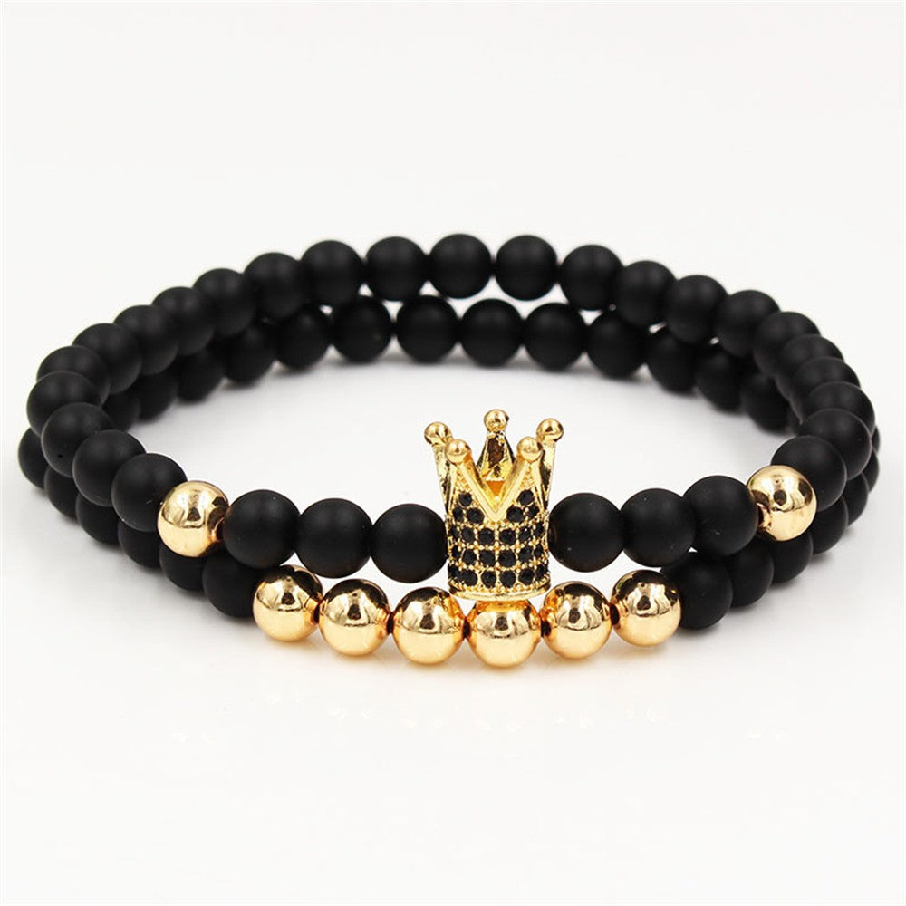 Wholesale Punk Bracelet Micro-set Zircon Diamond Ball Skull Set Bracelet Men's Bead Bracelet