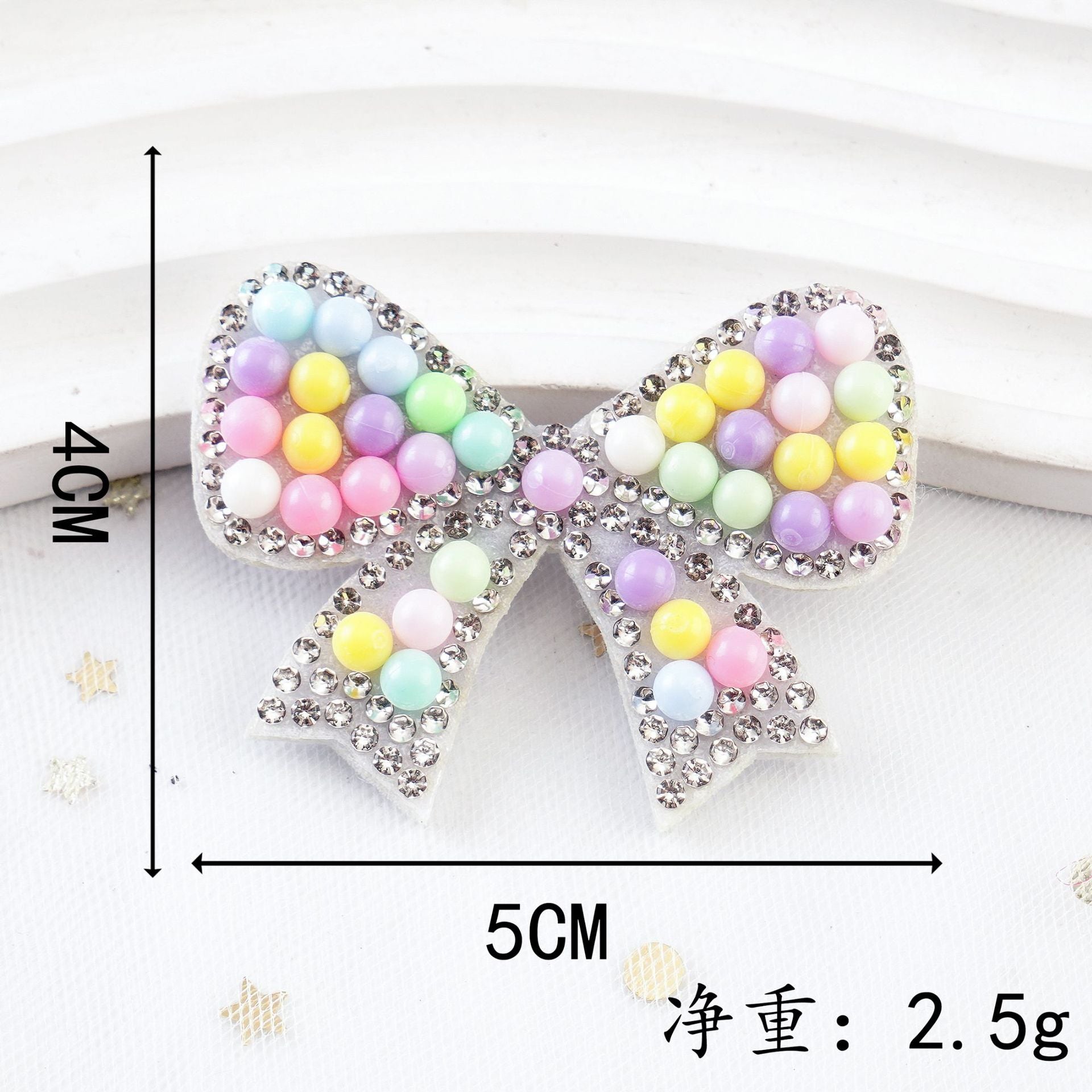 Wholesale 10pcs Cartoon bow colored pearl rhinestone embroidery DIY Patches