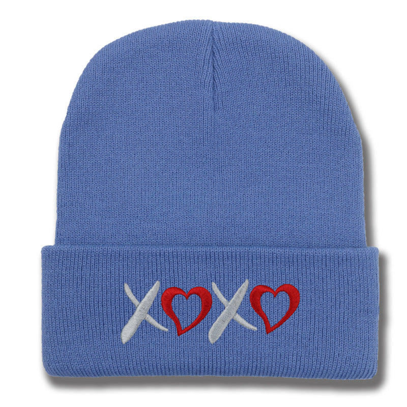 Wholesale Valentine's Day XOXO embroidery knitted hat for men and women couples autumn and winter warm wool hat leisure all-match cold hat tide