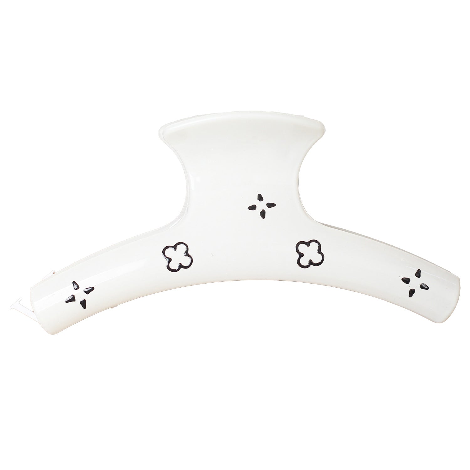 Wholesale White PVC Hair Claw Clip Old Money Style Four Leaf Shark Clip Everyday Hair Accessory For Boutique Resale