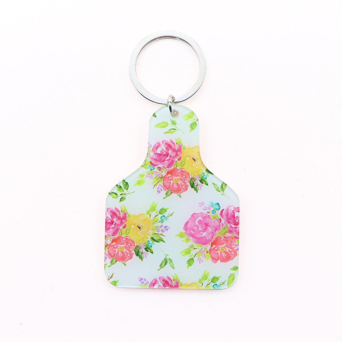 Wholesale Denim Style Leopard Cactus Acrylic Keychain