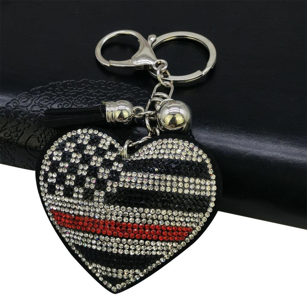Wholesale Velvet, British and American Flag, Peach Heart Keychain