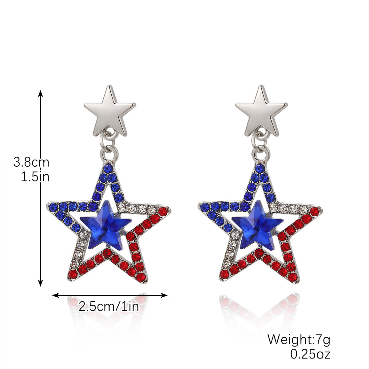 Wholesale Independence Day Heart Flag Hoop Zinc Alloy Earrings