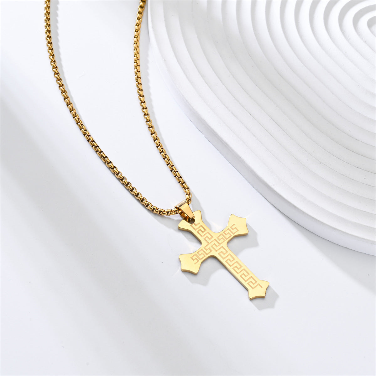 Wholesale Street Hip-Hop Titanium Steel Black Cross Necklace