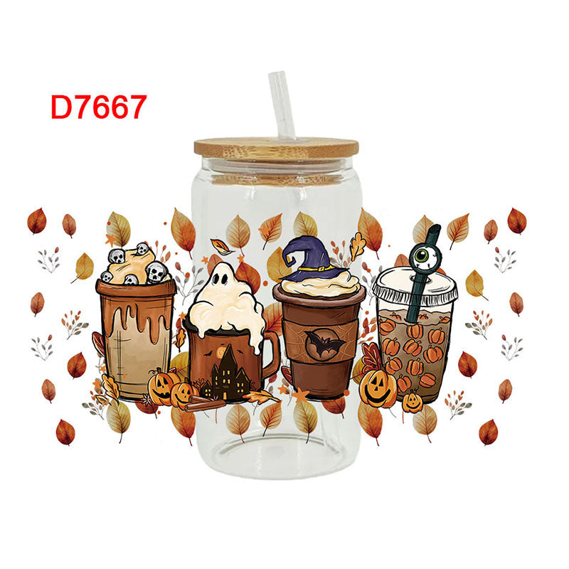 Wholesale Beverage Halloween Series 16oz Cup UV DTF Wraps