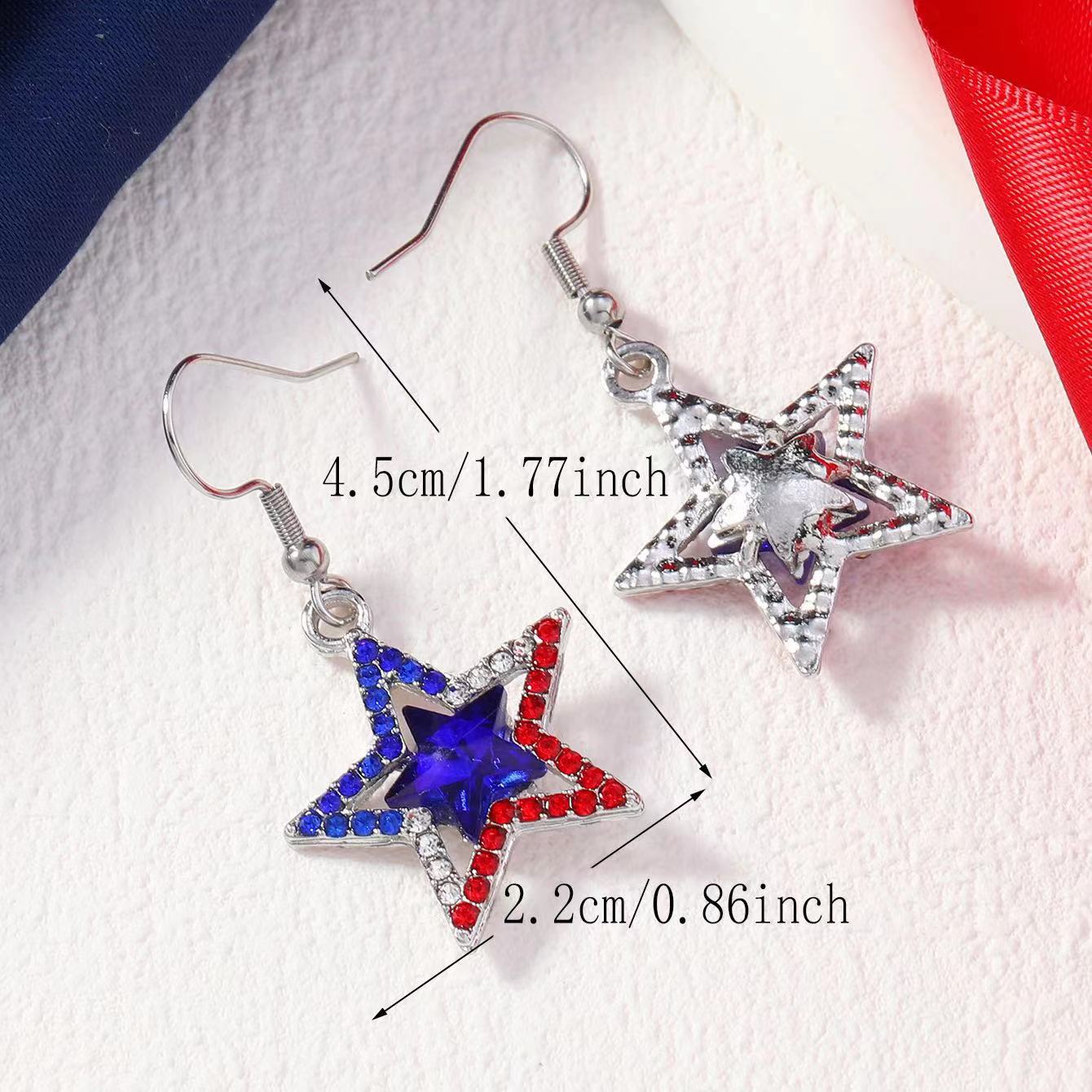 Wholesale American Independent Daily Diamond Pentagon Zinc Alloy Earrings