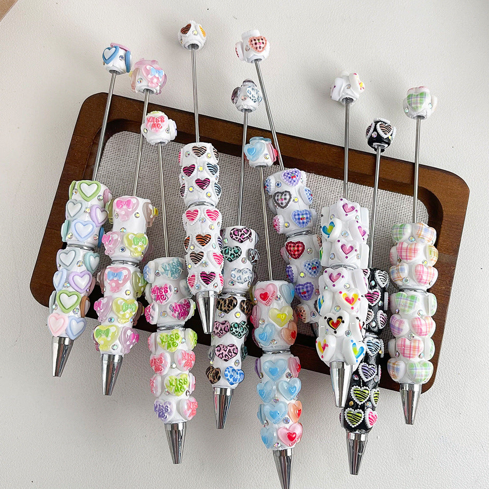 Wholesale 5pcs colorful heart-shaped clay beadable pens