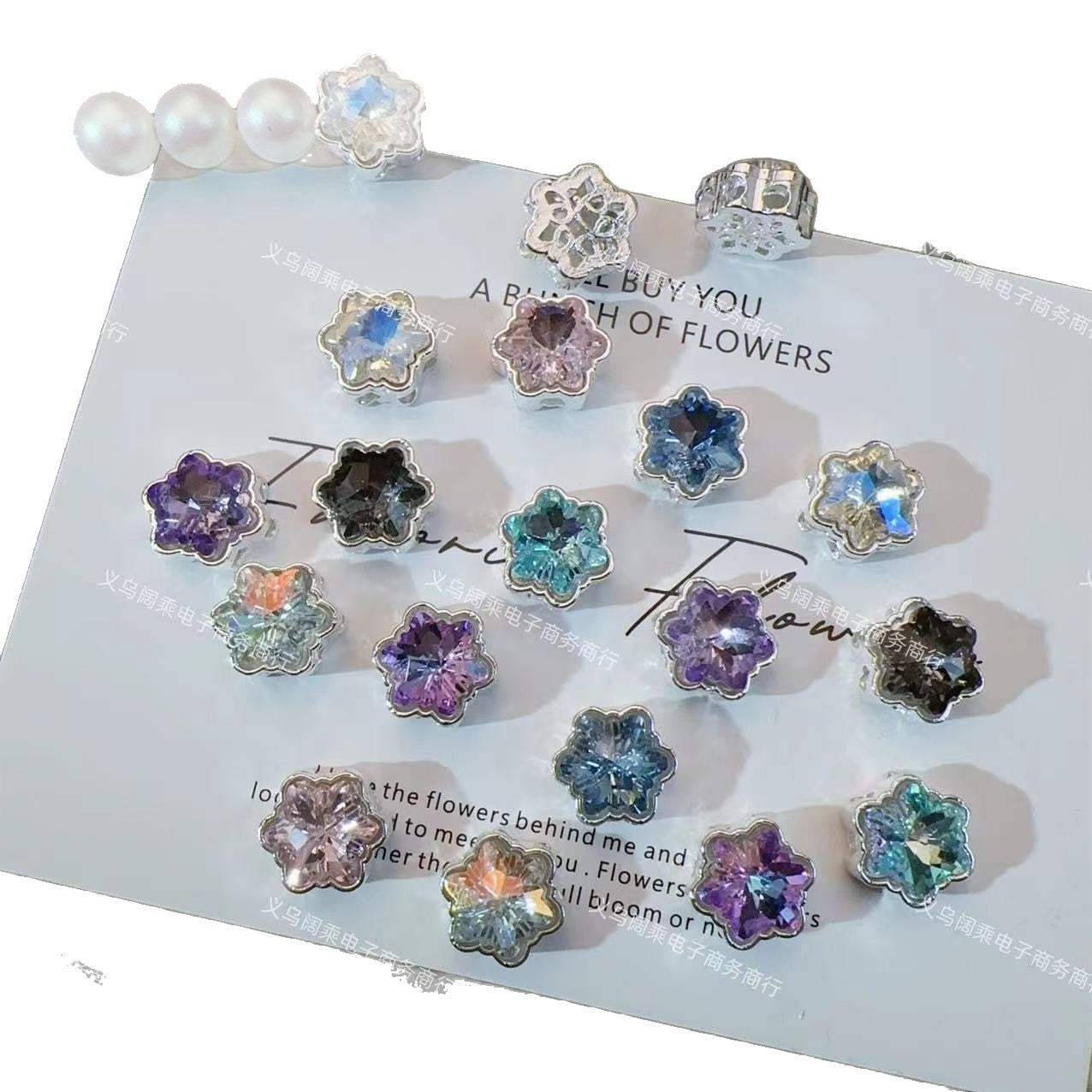 Wholesale 10pcs Multi-Color Eight-Hole Crystal Glass Snowflake Diamond Spacer Beads