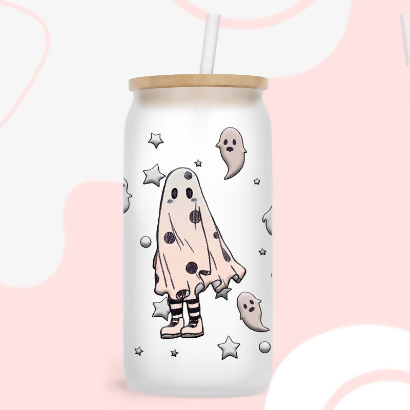 Wholesale Pumpkin Ghost Skeleton Halloween 16oz Cup UV DTF Wraps