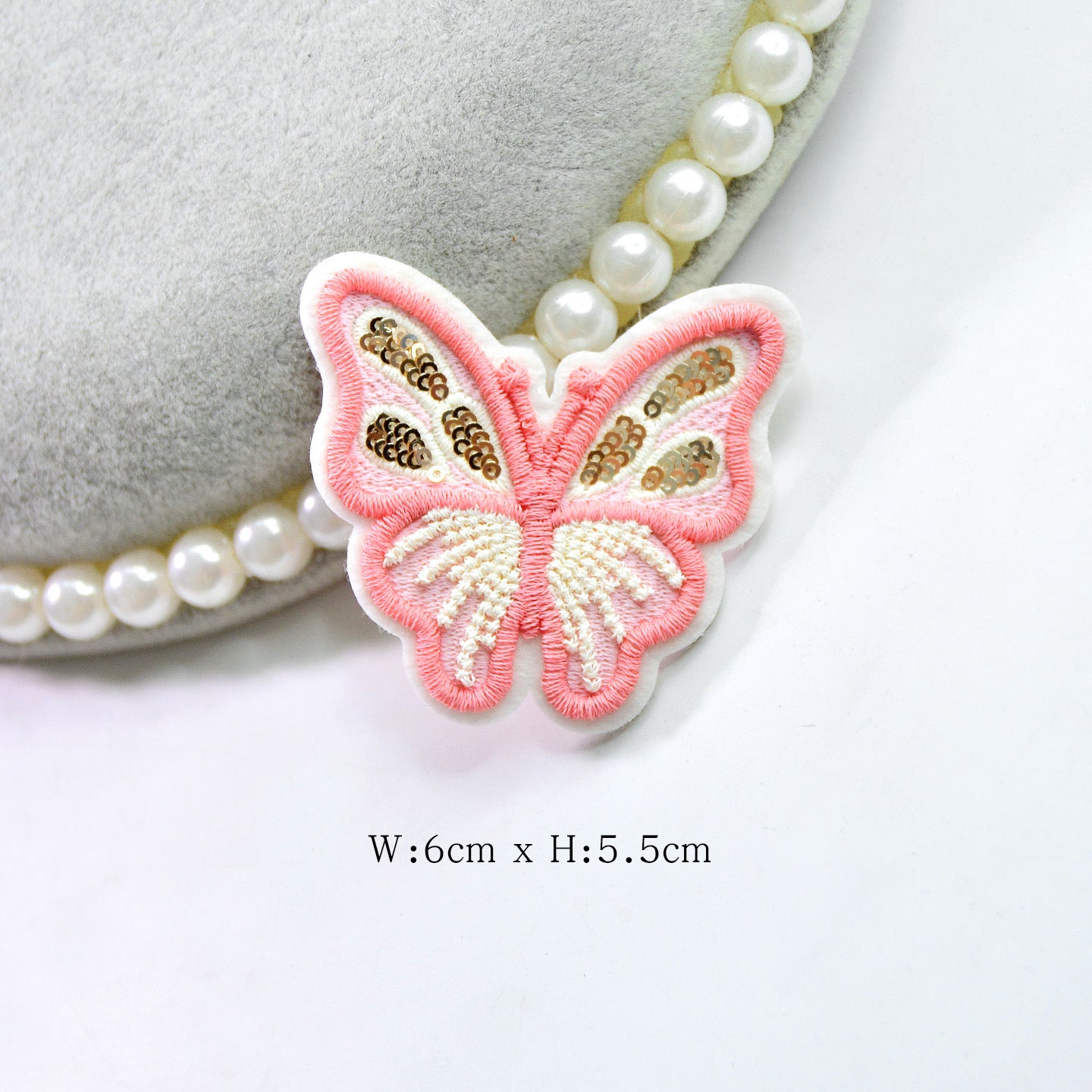 Wholesale Chic Pink Sequin Butterfly Embroidered Patch Felt Base DIY Sewing Decorative For Clothing Towels And Home Decor
