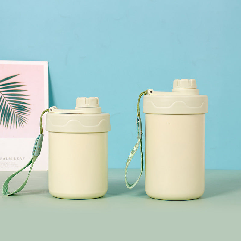 Wholesale The Popular 304 Stainless Steel Portable Hand Rope Straw Thermos Cup Poop