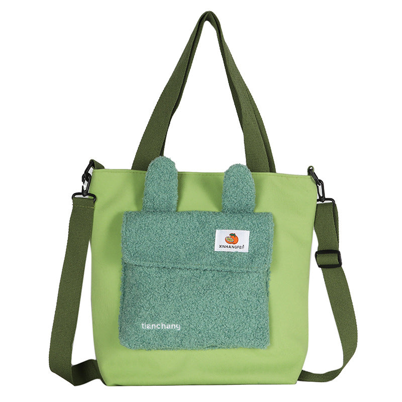 Wholesale Nylon Color Contrast Splicing Lamb Wool Shoulder Bag