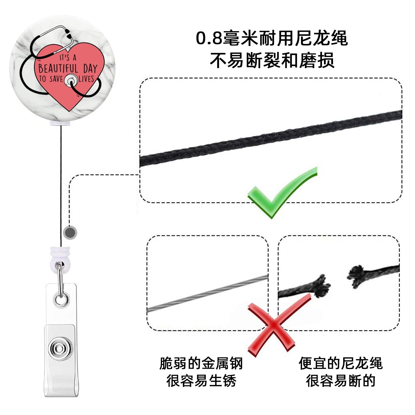 Wholesale Doctor and nurse cartoon printing retractable rotating easy pull