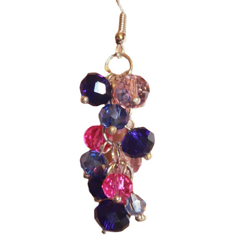 Wholesale Exaggerated Beaded Long Simple Stained Glass Temperament Earrings