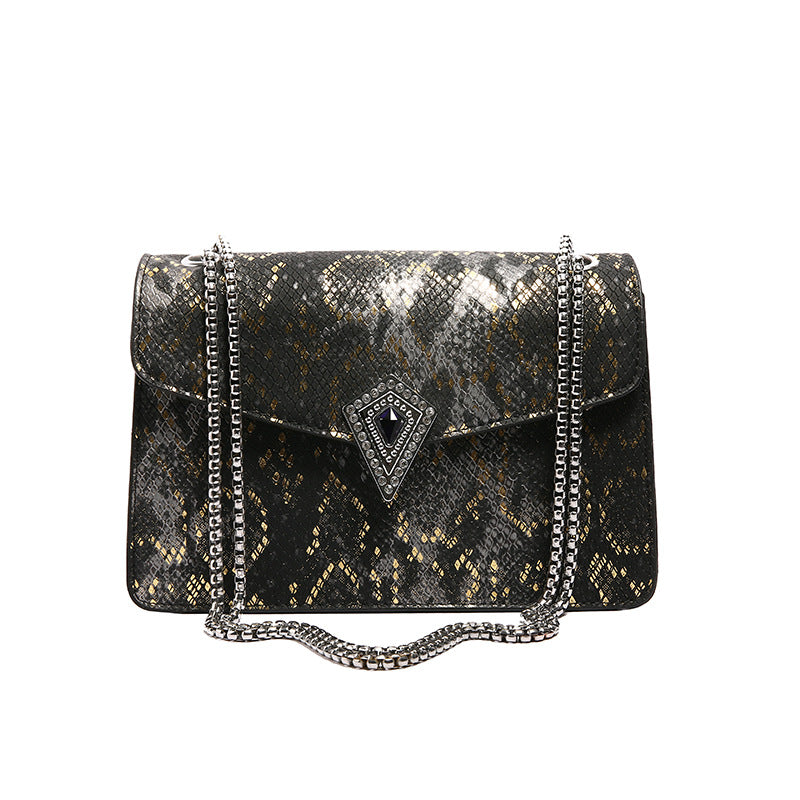 Wholesale Snake Pattern Fashion One-shoulder Crossbody Chain Small Square Bag