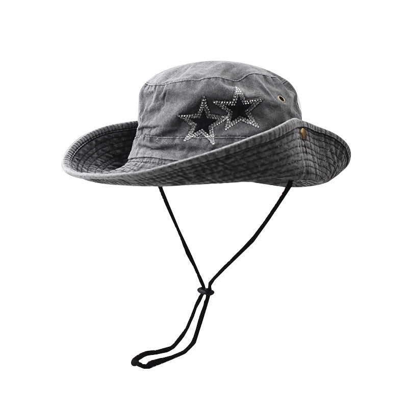 Wholesale Cotton Washed Distressed Cotton Pentagram Fisherman Hat