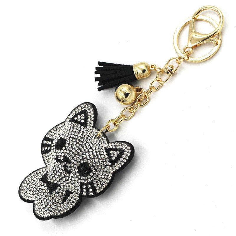 Wholesale 12pcs Creative Cartoon Kitten Diamond Keychain