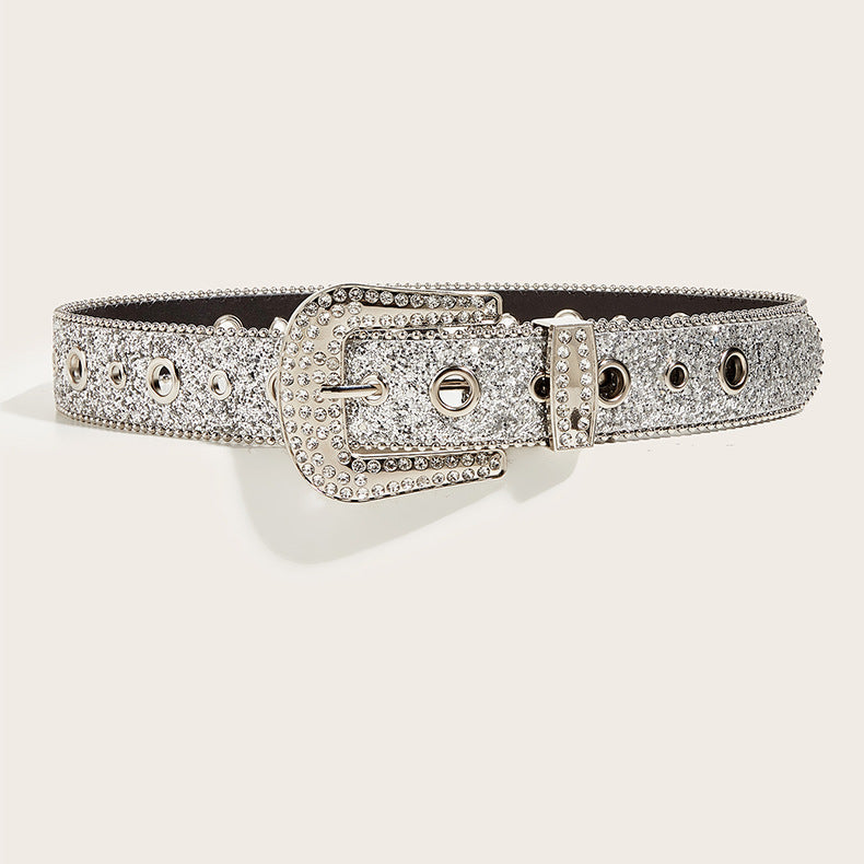 Whoelsale PU Wide Sequin Rhinestone Belt