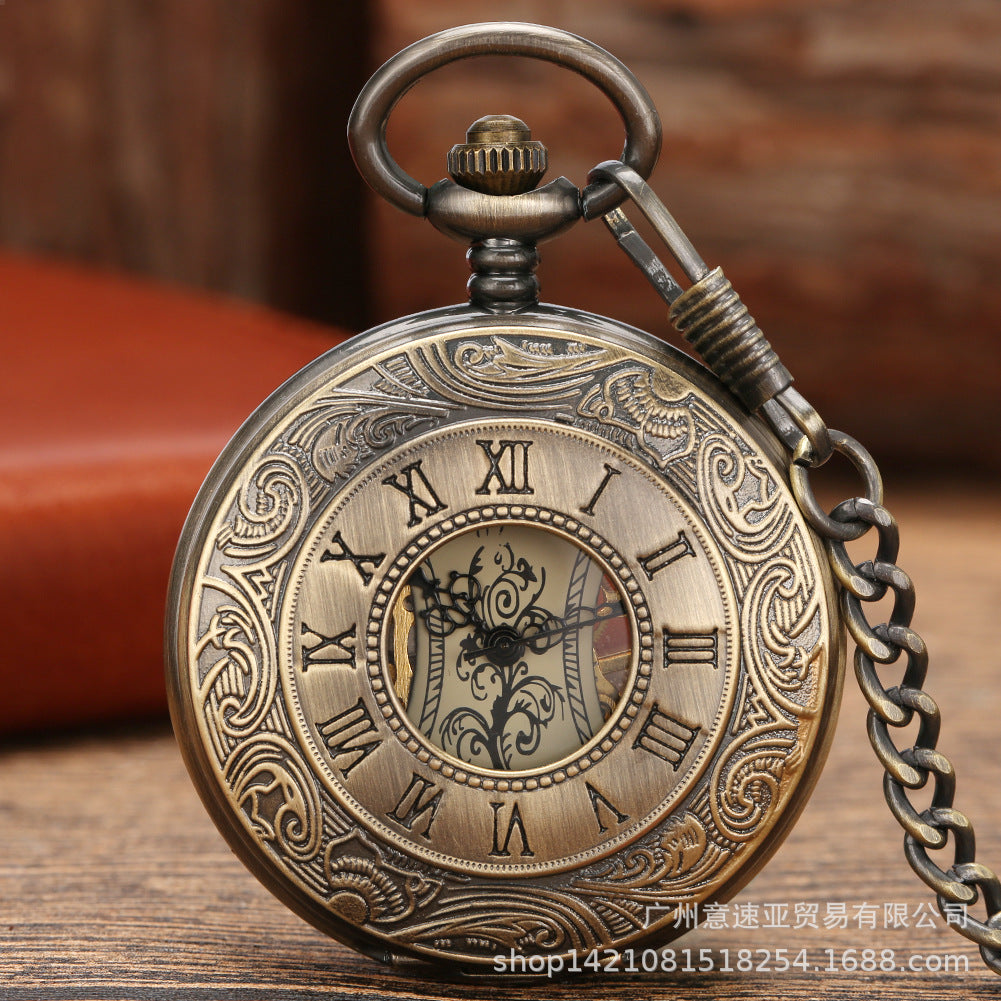 Wholesale Vintage flip-top mechanical pocket watch with Roman dial
