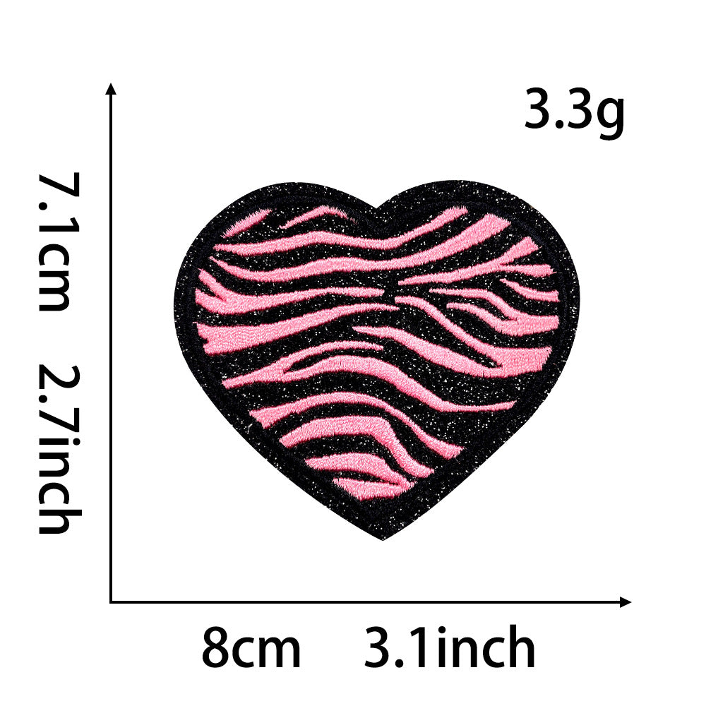 Wholesale Zebra Pattern Heart Lightning Star Series Embroider DIY Patches