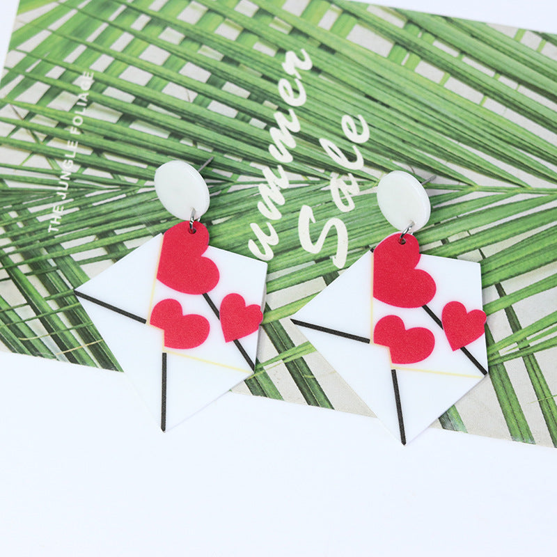Wholesale Valentine's Day Love Envelope Acrylic Earrings