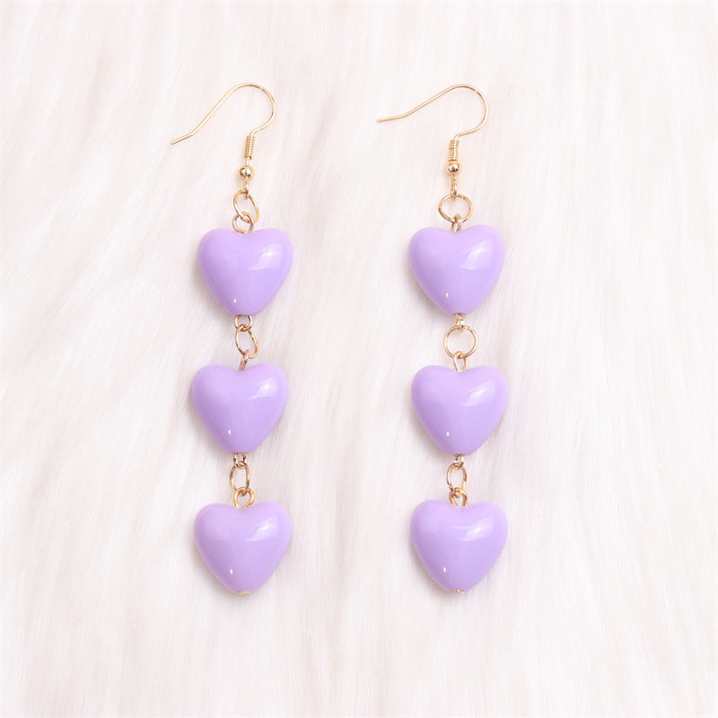 Wholesale Valentine's Day Three-piece Heart Simple Sweet Acrylic Personality Earrings