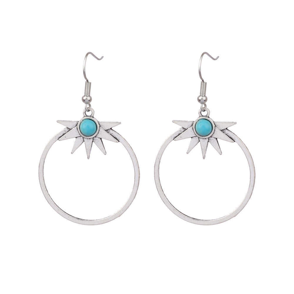 Wholesale Turquoise Bohemian Tassel Geometric Alloy Vintage Earrings