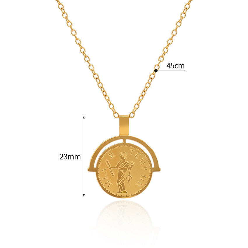 Wholesale Girl Portrait Titanium Steel 18K Gold Plated Necklace Sweater Chain