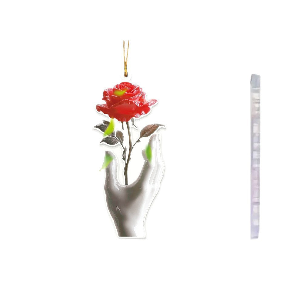 Wholesale Acrylic Interior Car Hanging Ornament  Rose and Woman' s Hand
