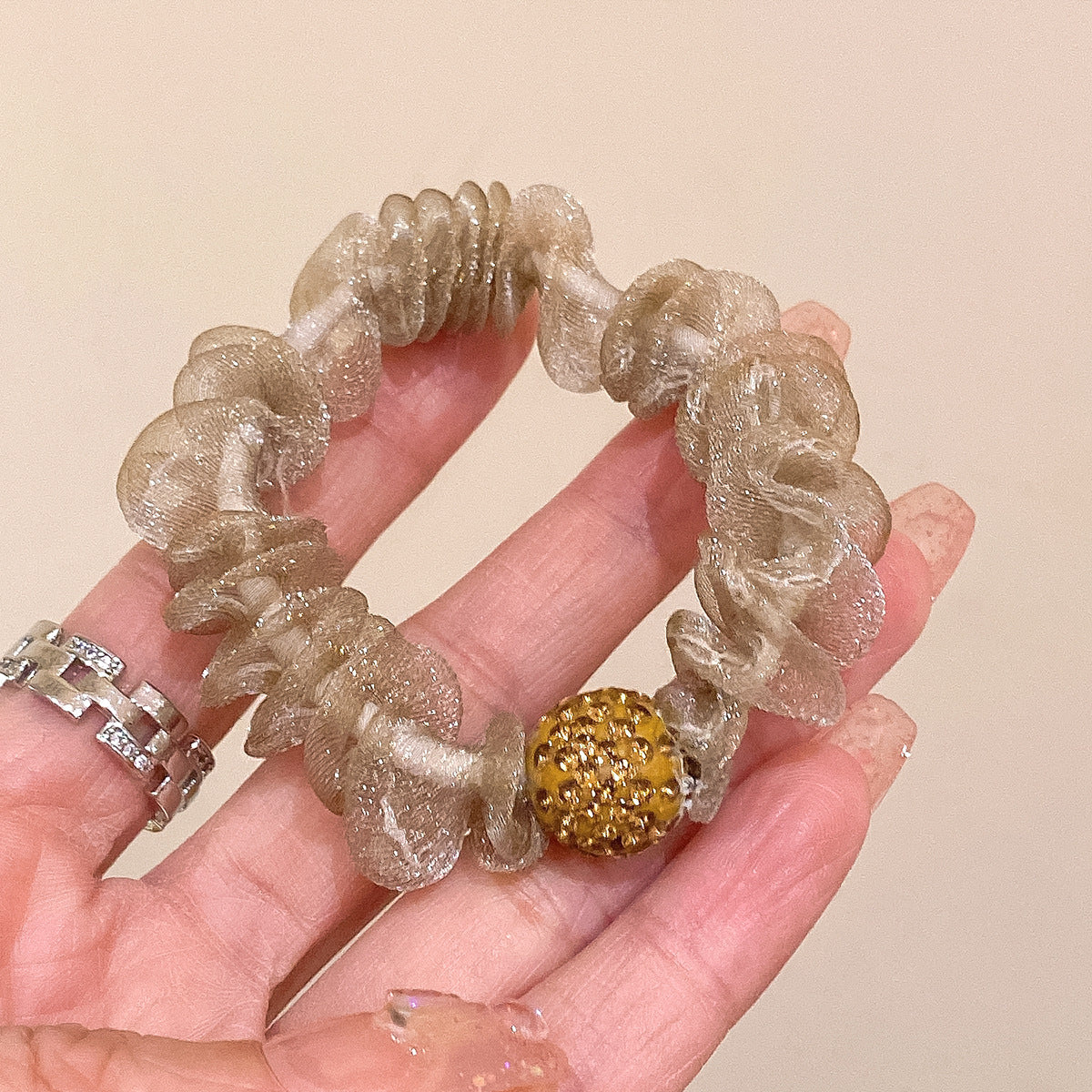 Wholesale leopard hair rope hair ring high sense rhinestone large women's hair accessories