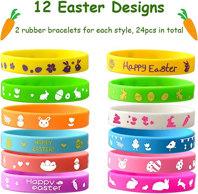 Wholesale 100pcs Easter Bunny Egg Basket Silicone Bracelet
