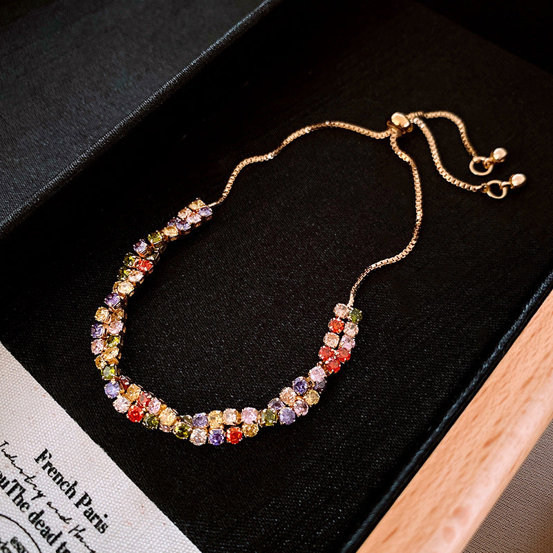 Wholesale Colorful Cross Twisted Zircon Drawable Bracelet