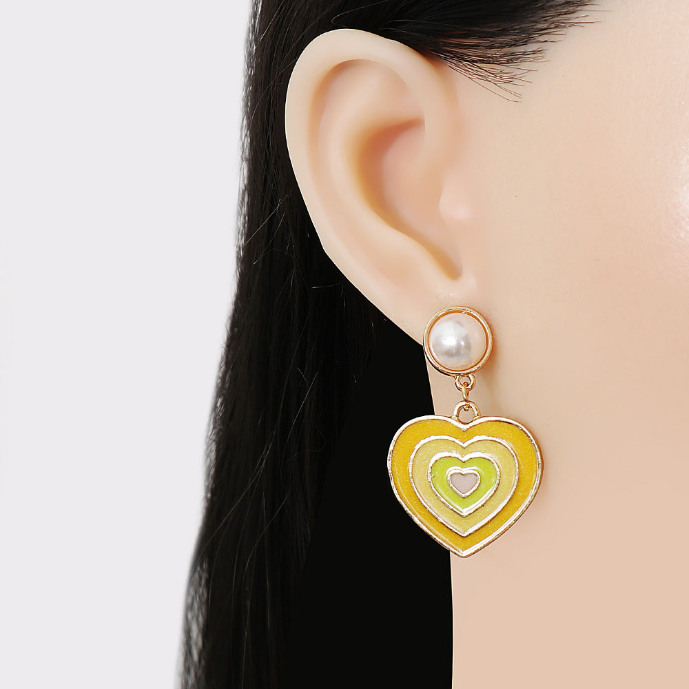Wholesale Pearl Drip Love Love Alloy Earrings