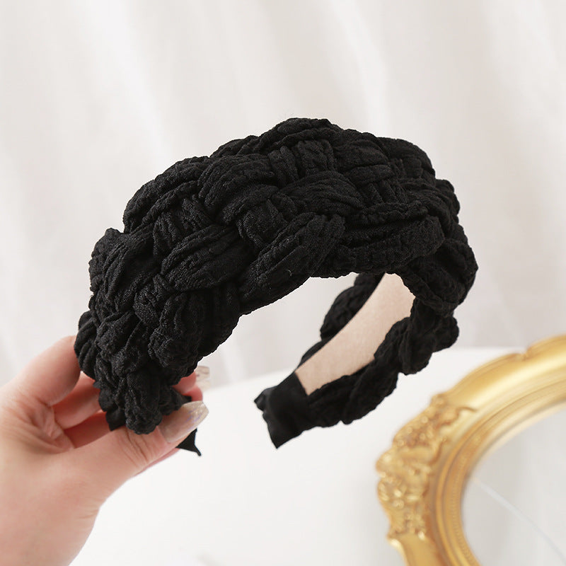 Wholesale Autumn and Winter Wide Version Knitted Double Color Block Headband