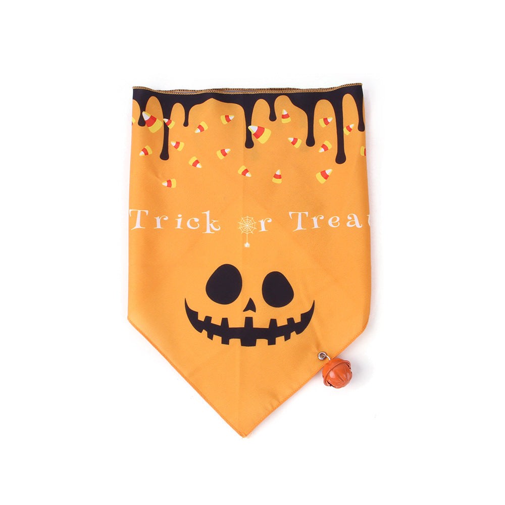 Wholesale 2PCS Pet Halloween Pumpkin Bell Pet Polyester Bibs
