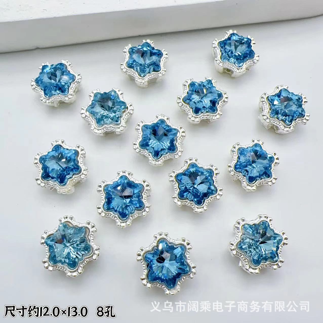 Wholesale 10pcs Multi-Color Eight-Hole Crystal Glass Snowflake Diamond Spacer Beads