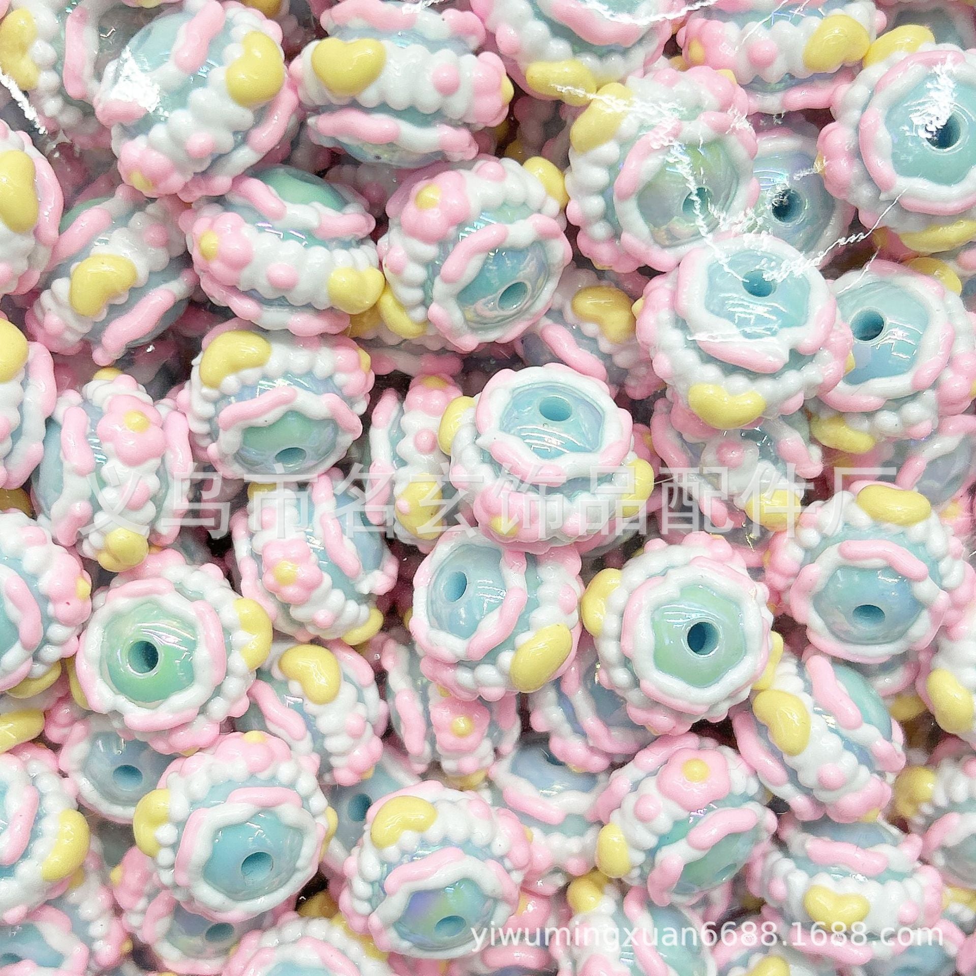 Wholesale 200pcs/pack  Acrylic two-color heavy oil hand-painted beads Acrylic Beads