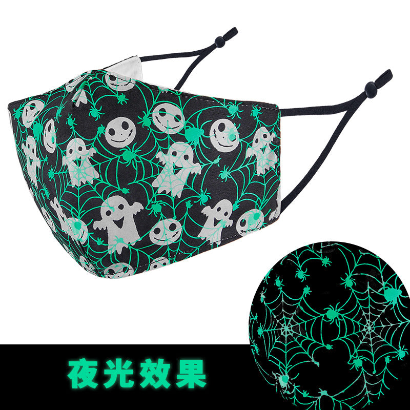 Wholesale Halloween Skull Head 3D Luminous Printed Dust Pure Cotton Mask
