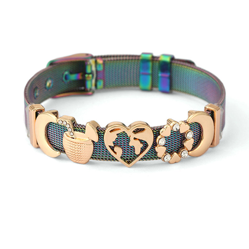 Wholesale Mother’s Day MOM’ Letter Accessories Stainless Steel Mesh Bracelet