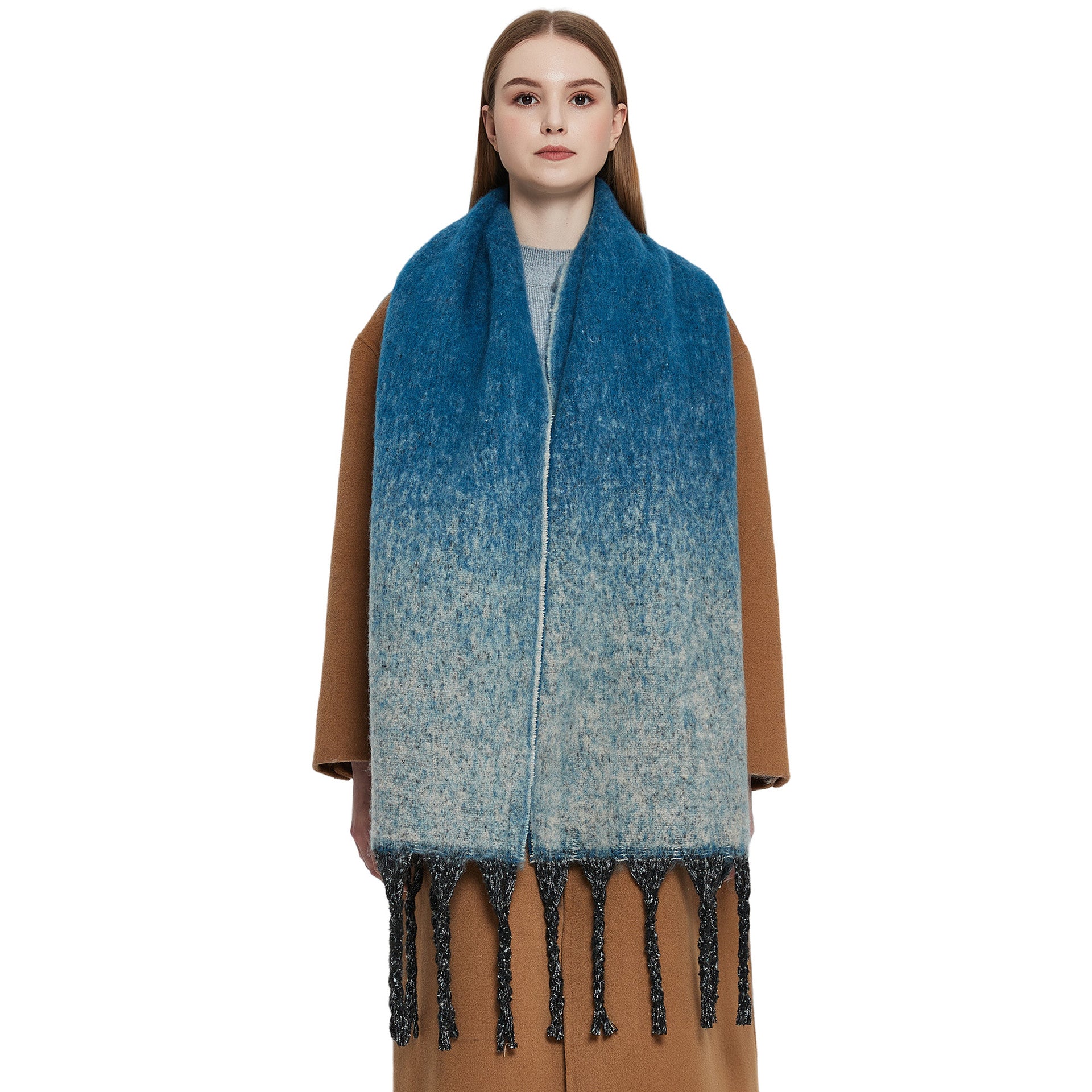 Wholesale Winter Thickened Tassel Gradient Scarf