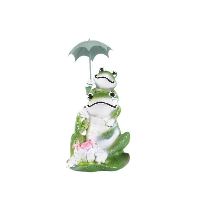 Wholesale of Frog Umbrella Resin Ornaments for Couples