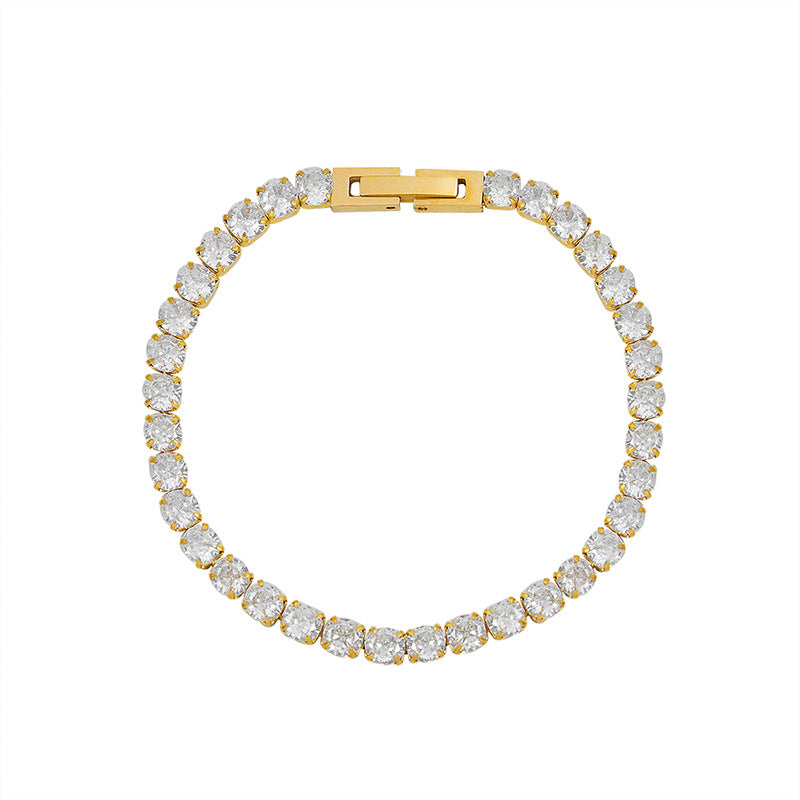 Wholesale Gypsophila Zircon Titanium Steel 18K Gold Plated Bracelet