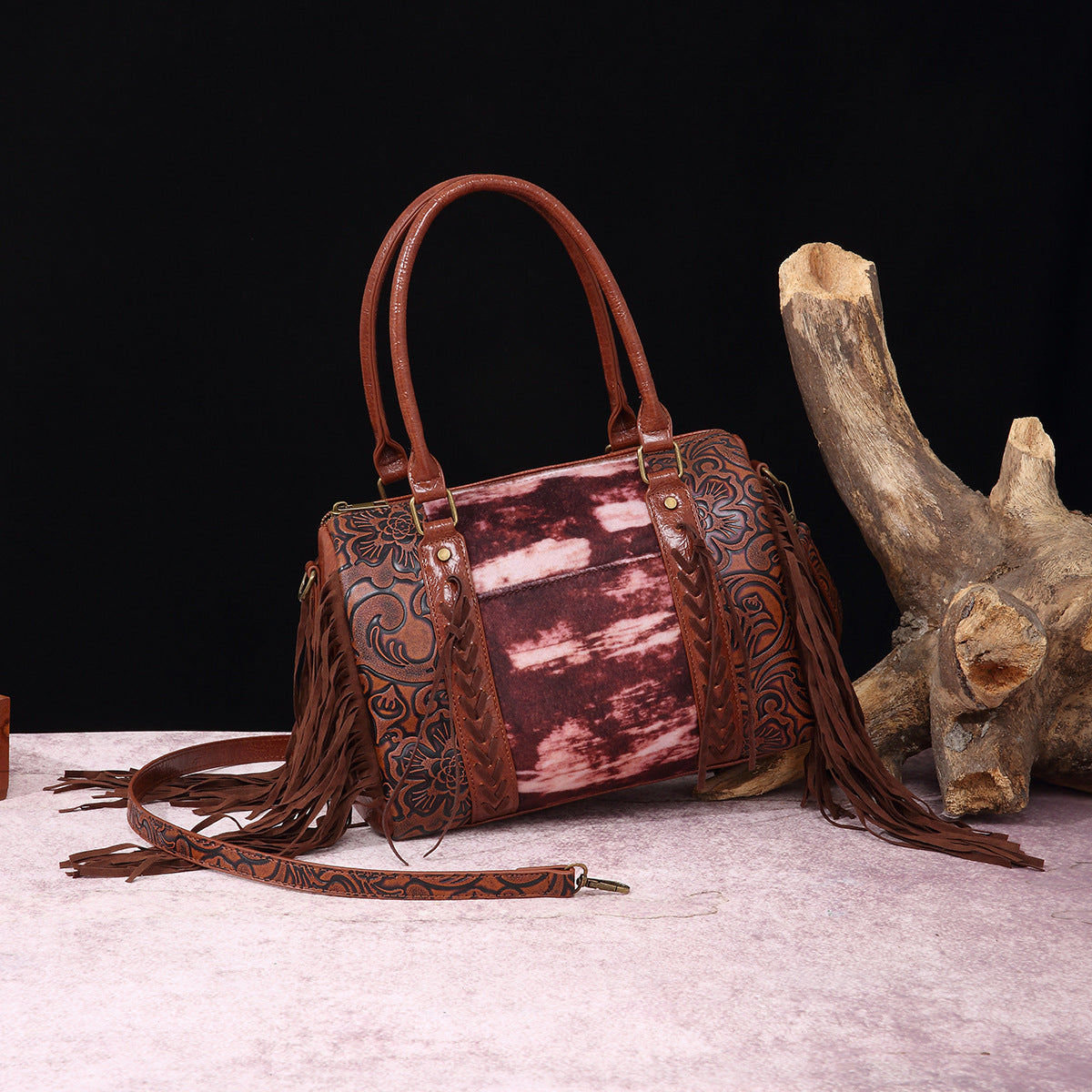 Wholesale Retro Cow Pattern Western Style Handbag Furry Velvet Crossbody Shoulder Bag