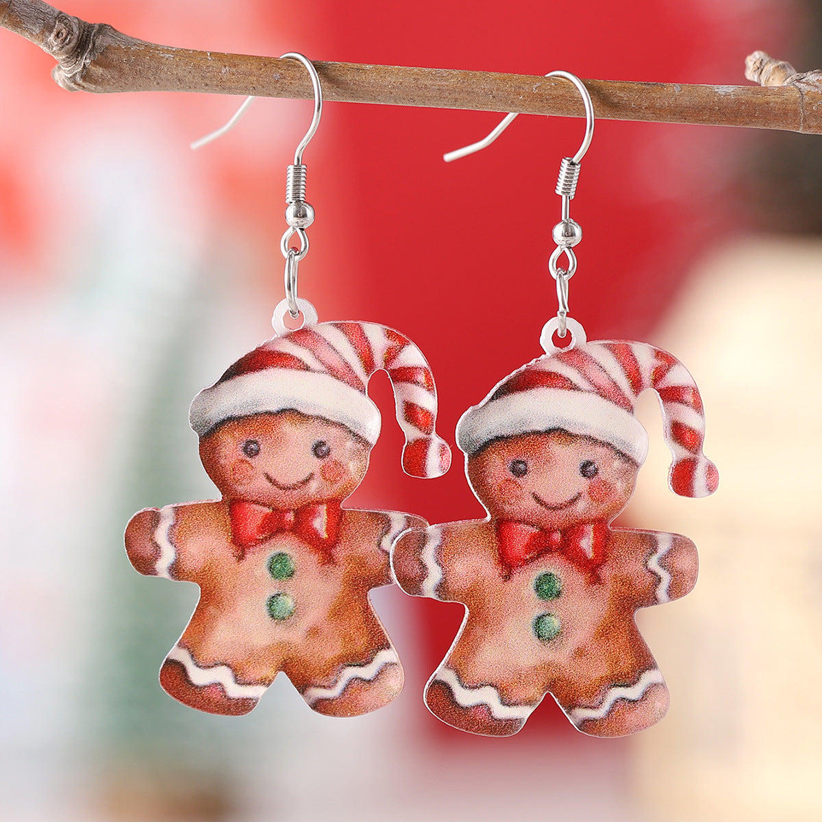 Wholesale Christmas Funny Gingerbread Man f Snowman Pendant Earrings