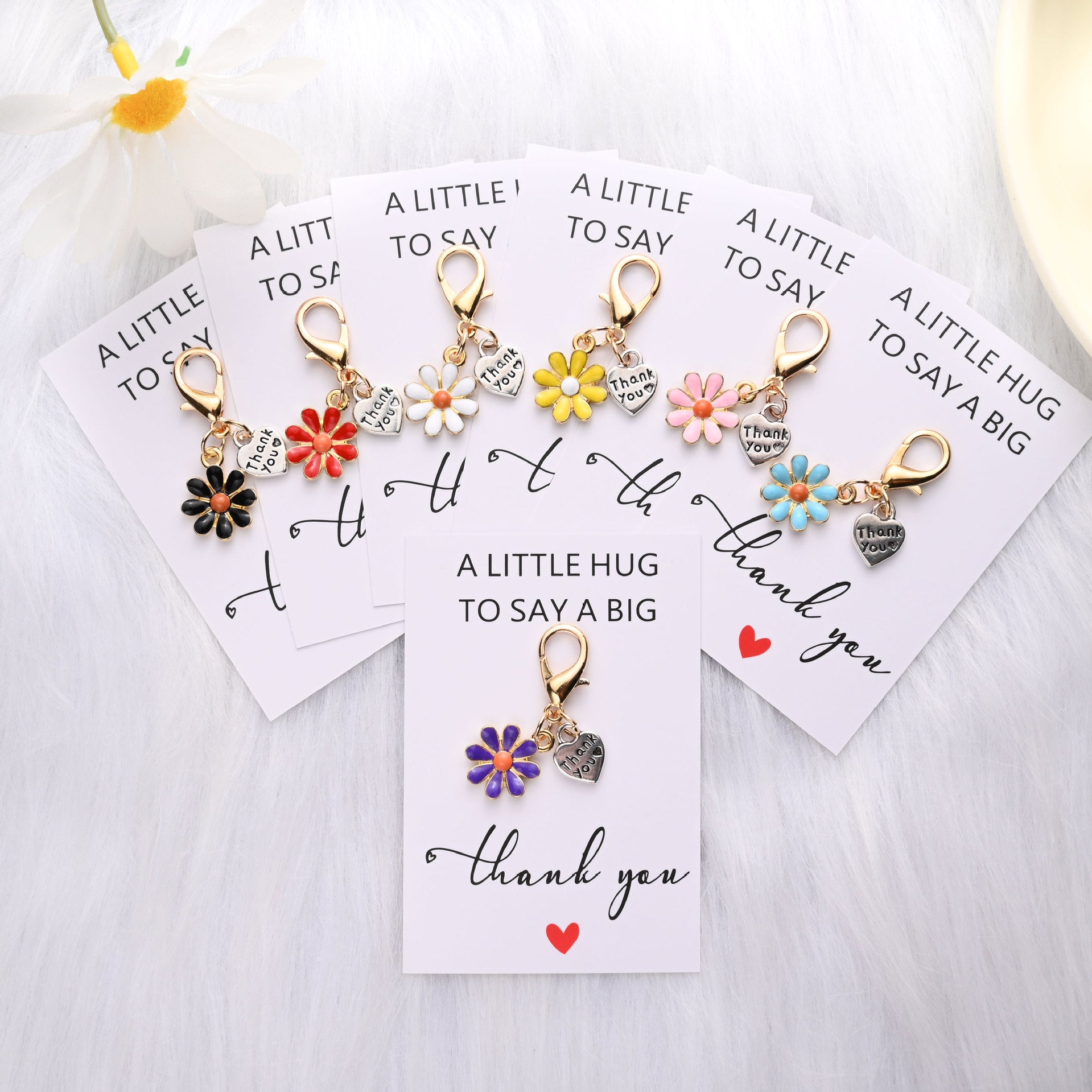 Wholesale Hugging Thank-you Card Heart Flower Keychain