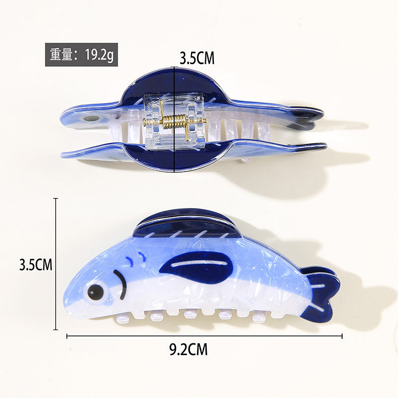 Wholesale Trendy Sardine Hair Claw Clip For Women PVC Painted Back Of Head Hair Accessory Boutique Resale Gift